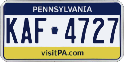 PA license plate KAF4727