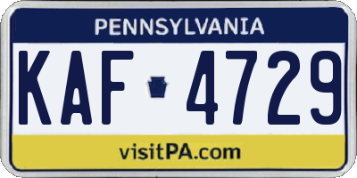 PA license plate KAF4729