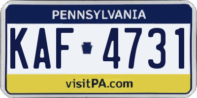 PA license plate KAF4731