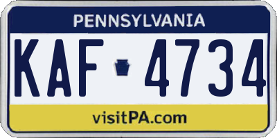 PA license plate KAF4734