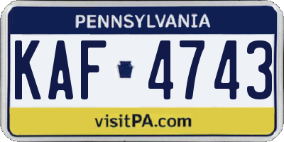 PA license plate KAF4743