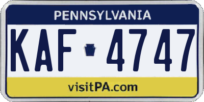 PA license plate KAF4747