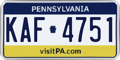 PA license plate KAF4751