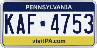 PA license plate KAF4753