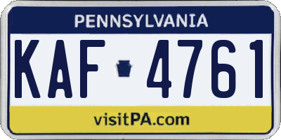 PA license plate KAF4761
