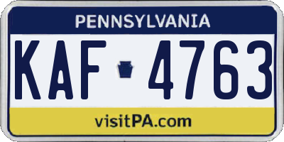 PA license plate KAF4763