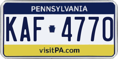 PA license plate KAF4770