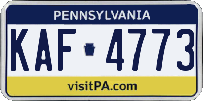 PA license plate KAF4773