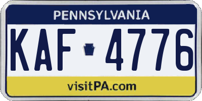 PA license plate KAF4776