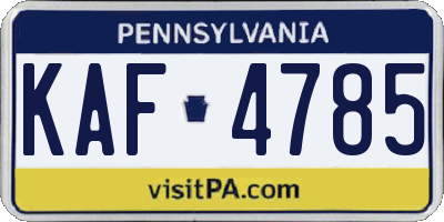 PA license plate KAF4785