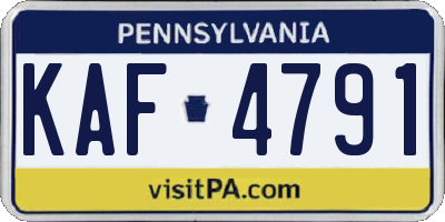 PA license plate KAF4791