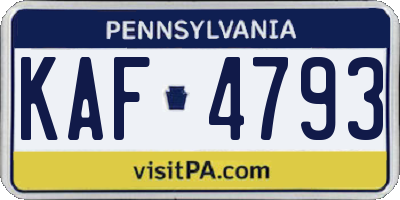 PA license plate KAF4793