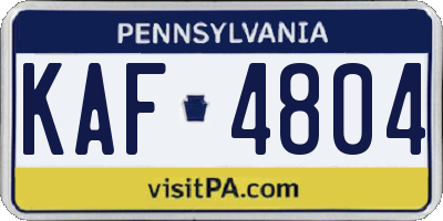 PA license plate KAF4804