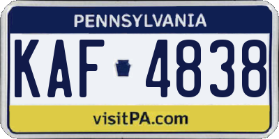 PA license plate KAF4838