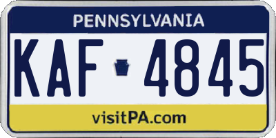 PA license plate KAF4845