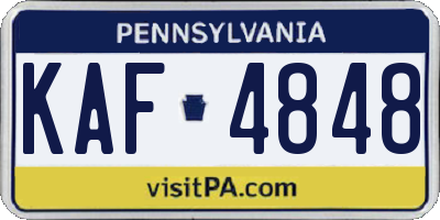 PA license plate KAF4848