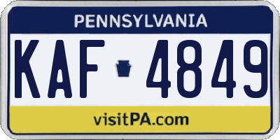 PA license plate KAF4849