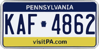 PA license plate KAF4862