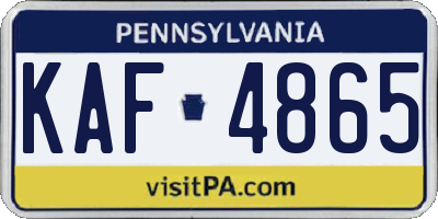 PA license plate KAF4865