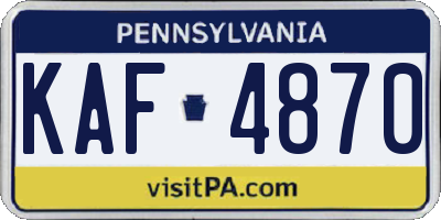 PA license plate KAF4870