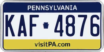 PA license plate KAF4876