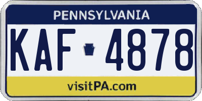 PA license plate KAF4878