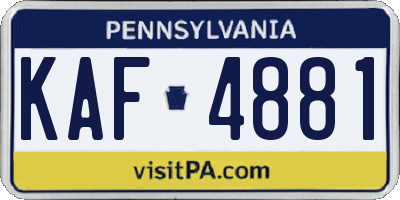 PA license plate KAF4881