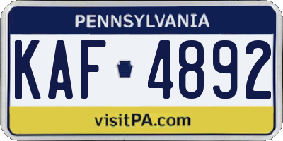PA license plate KAF4892