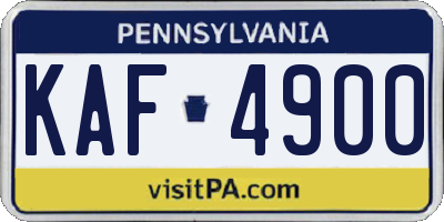 PA license plate KAF4900
