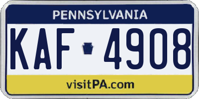 PA license plate KAF4908
