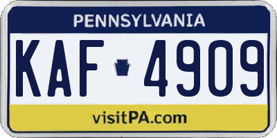 PA license plate KAF4909