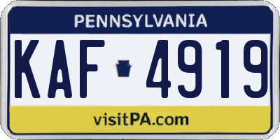 PA license plate KAF4919