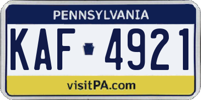 PA license plate KAF4921