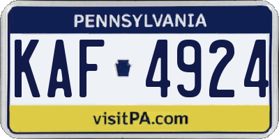 PA license plate KAF4924