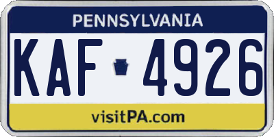PA license plate KAF4926