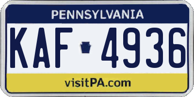 PA license plate KAF4936