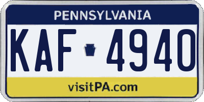 PA license plate KAF4940