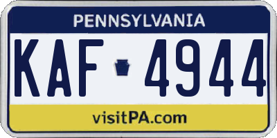 PA license plate KAF4944