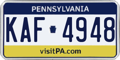 PA license plate KAF4948
