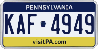 PA license plate KAF4949