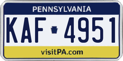 PA license plate KAF4951