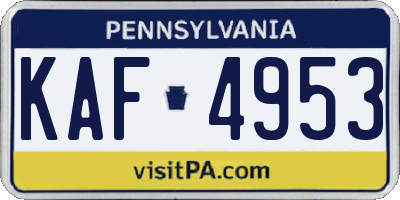 PA license plate KAF4953