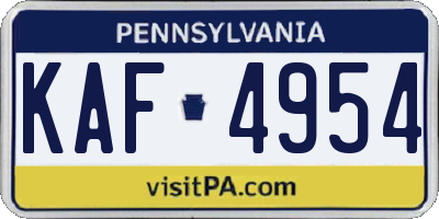 PA license plate KAF4954
