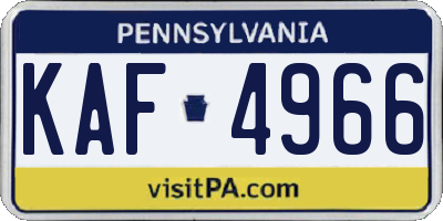 PA license plate KAF4966