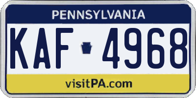 PA license plate KAF4968
