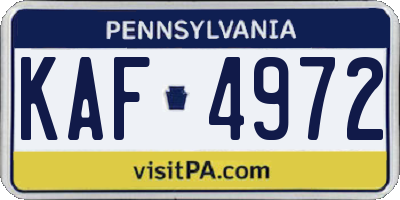 PA license plate KAF4972