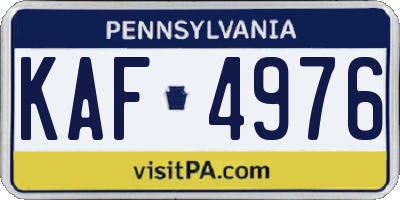 PA license plate KAF4976