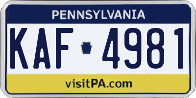 PA license plate KAF4981