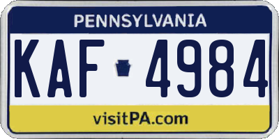 PA license plate KAF4984