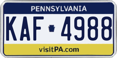 PA license plate KAF4988
